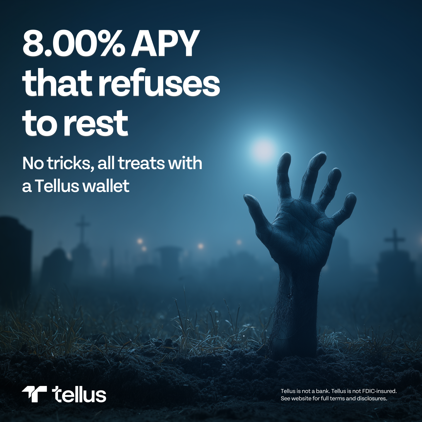 Halloween ad, monster hands holding a phone 5